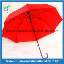 Red Color PU Coated Handle Straight Automatic Open Wedding Dance Umbrella